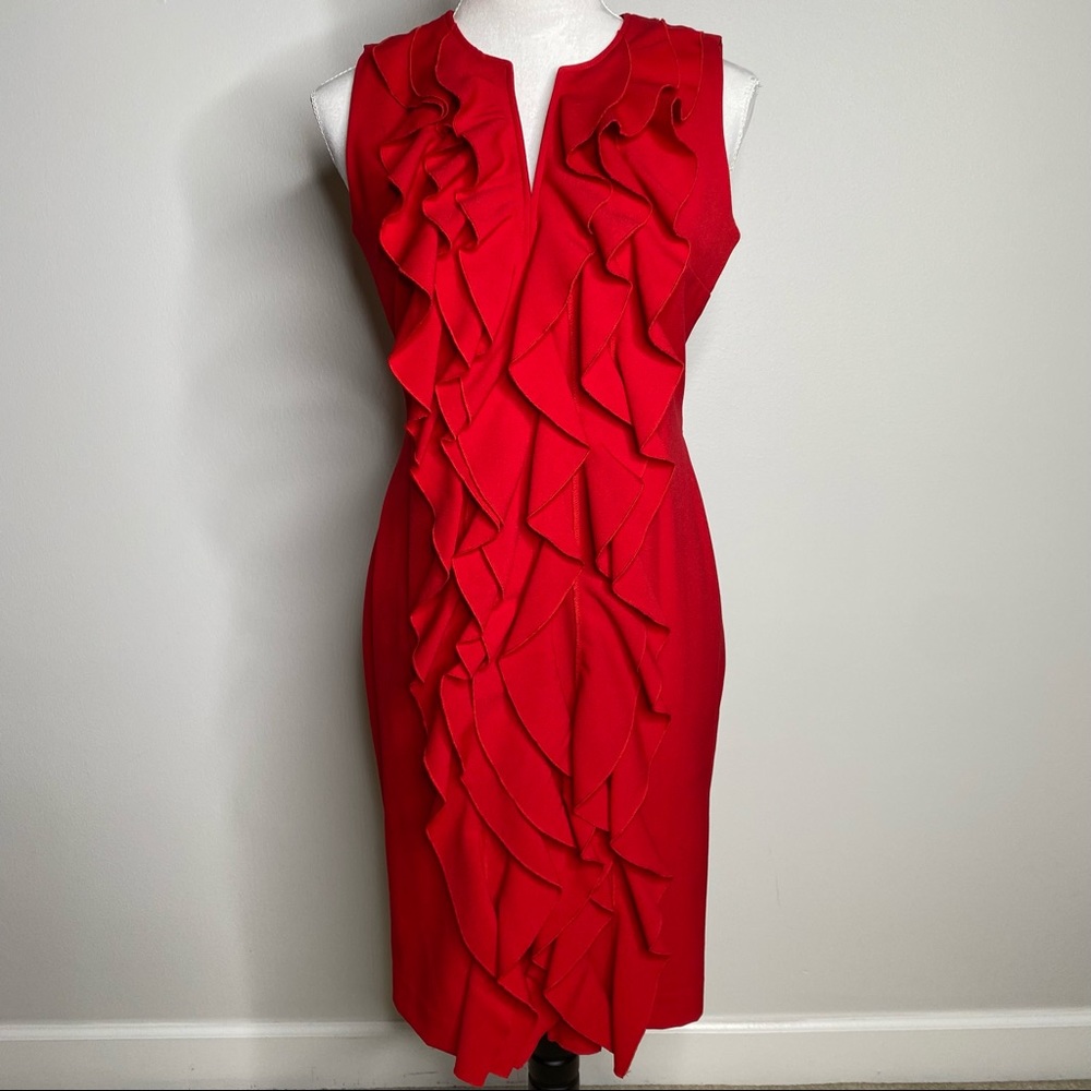 Calvin Klein NWT red sleeveless vibrant sheath dress size 4